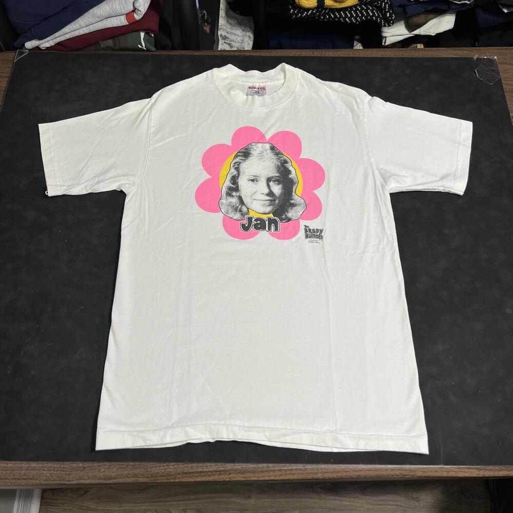 Vintage Brady Bunch Jan Shirt Mens Large White 1993 TV Graphic Tee Jays USA